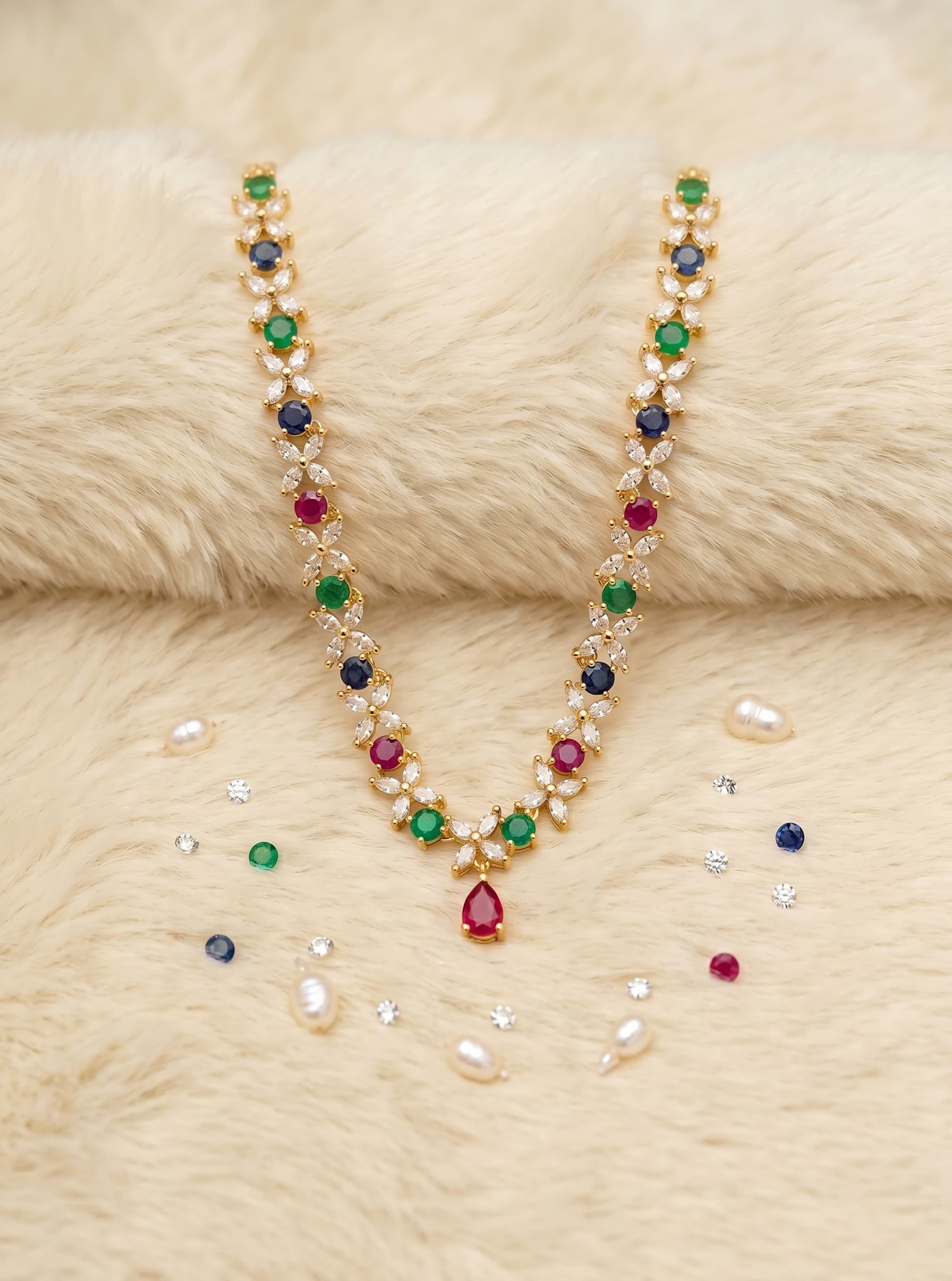 Floral Blossom American Diamond Garland Haar — image 1