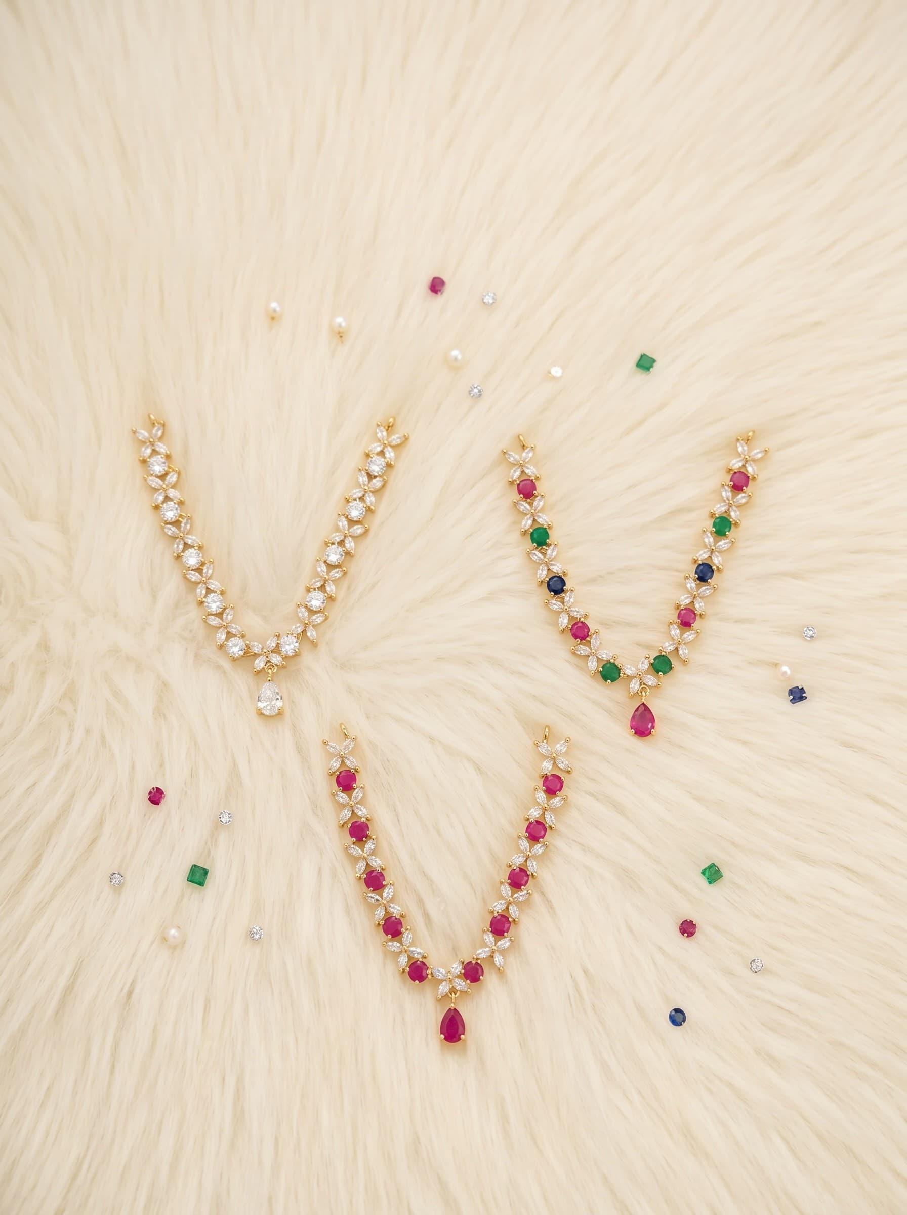 Floral Blossom American Diamond Garland Haar — image 2