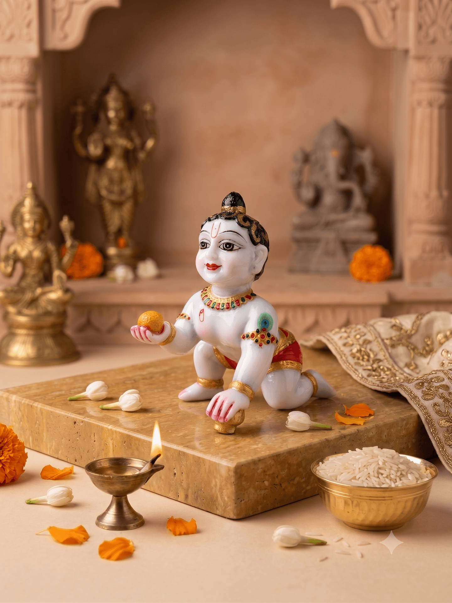 Crawling Bal Gopal Marble Dust Murti