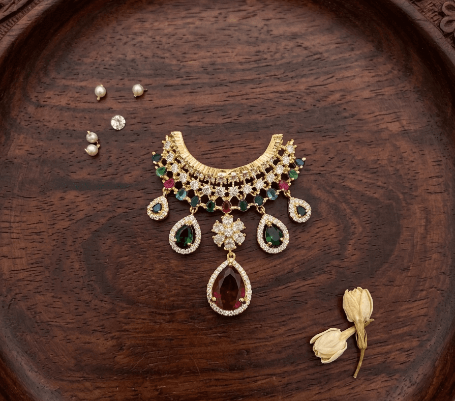 Navratna American Diamond Choker Haar