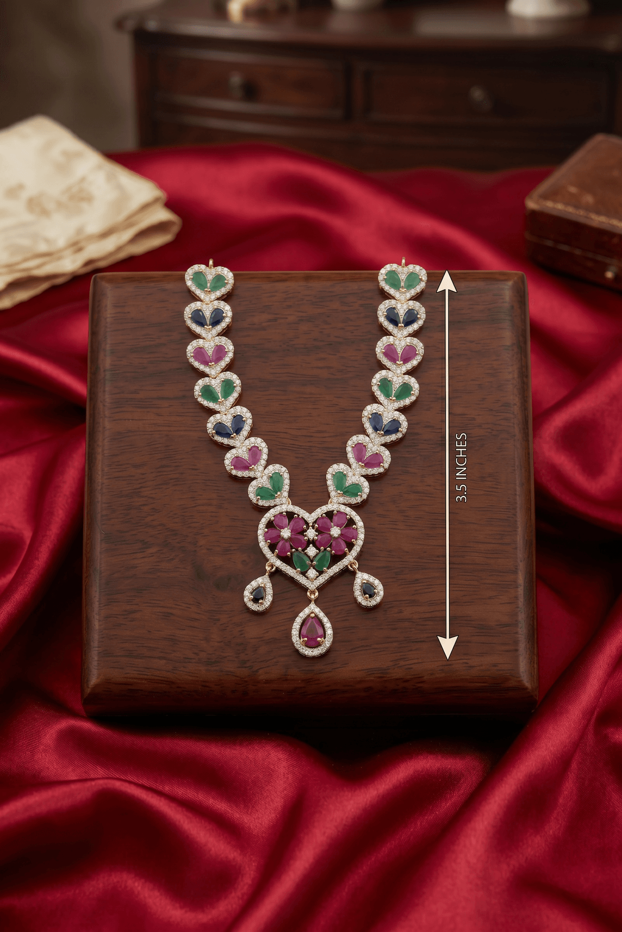 Divine Majesty American Diamond Heart-Shaped Garland Necklace — image 2
