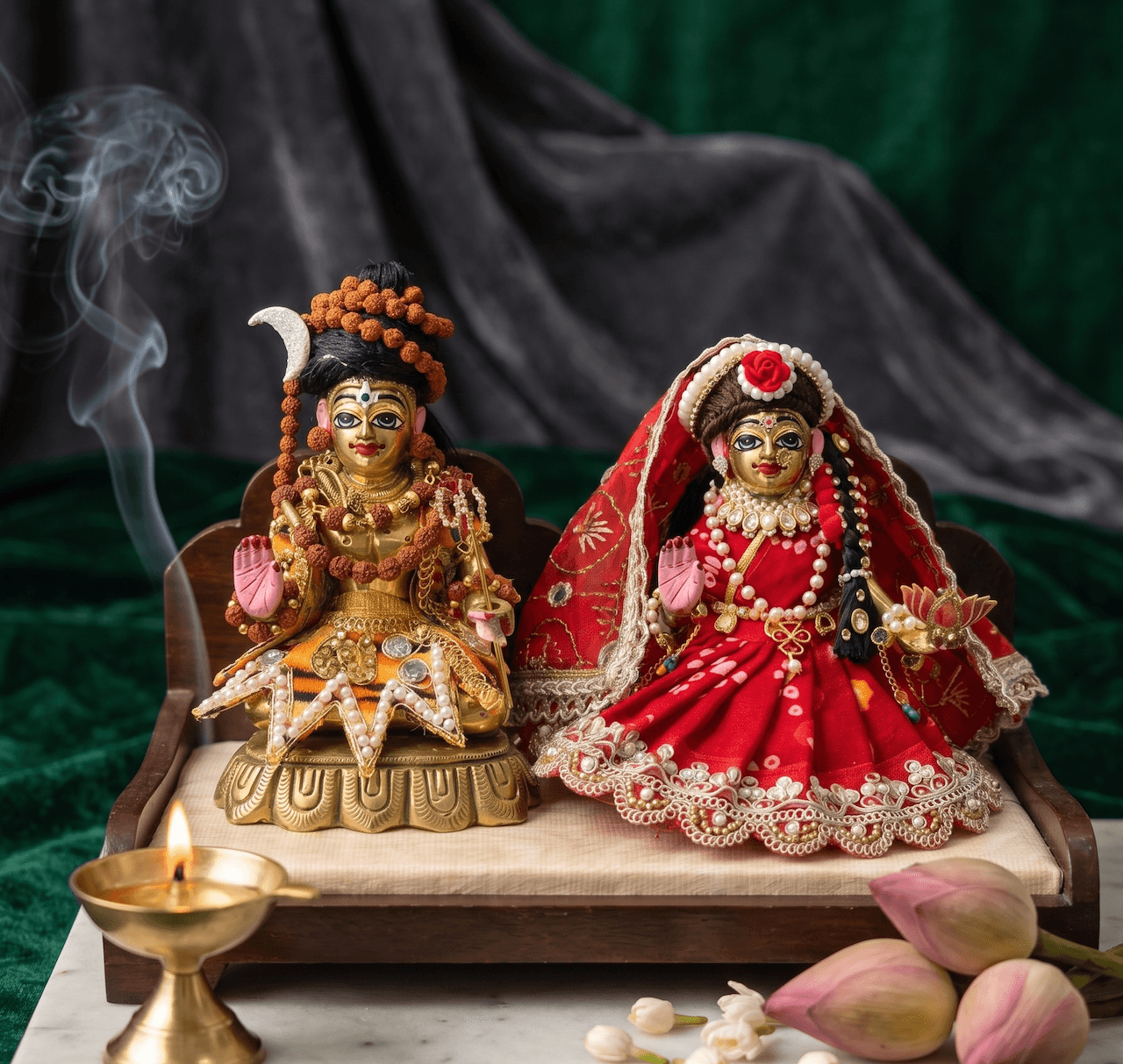 Handcrafted Ashtadhatu Brass Goddess Parvati Idol in Blessing Pose for Home Mandir — image 4