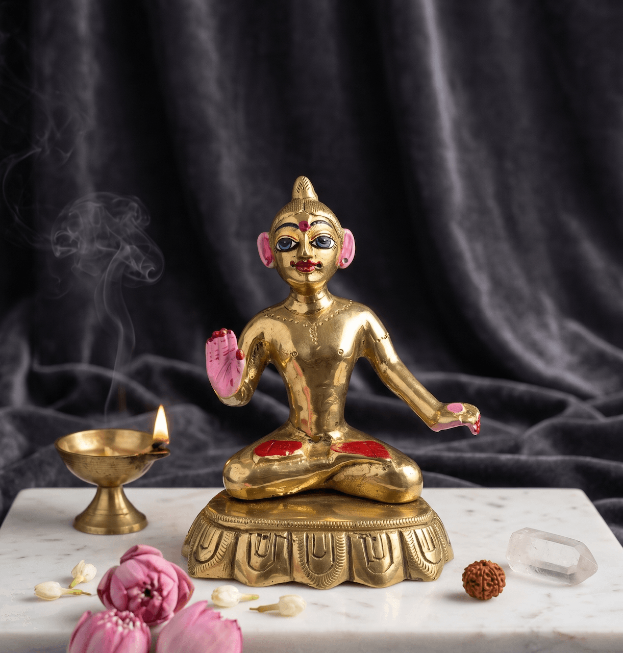 Handcrafted Ashtadhatu Brass Goddess Parvati Idol in Blessing Pose for Home Mandir