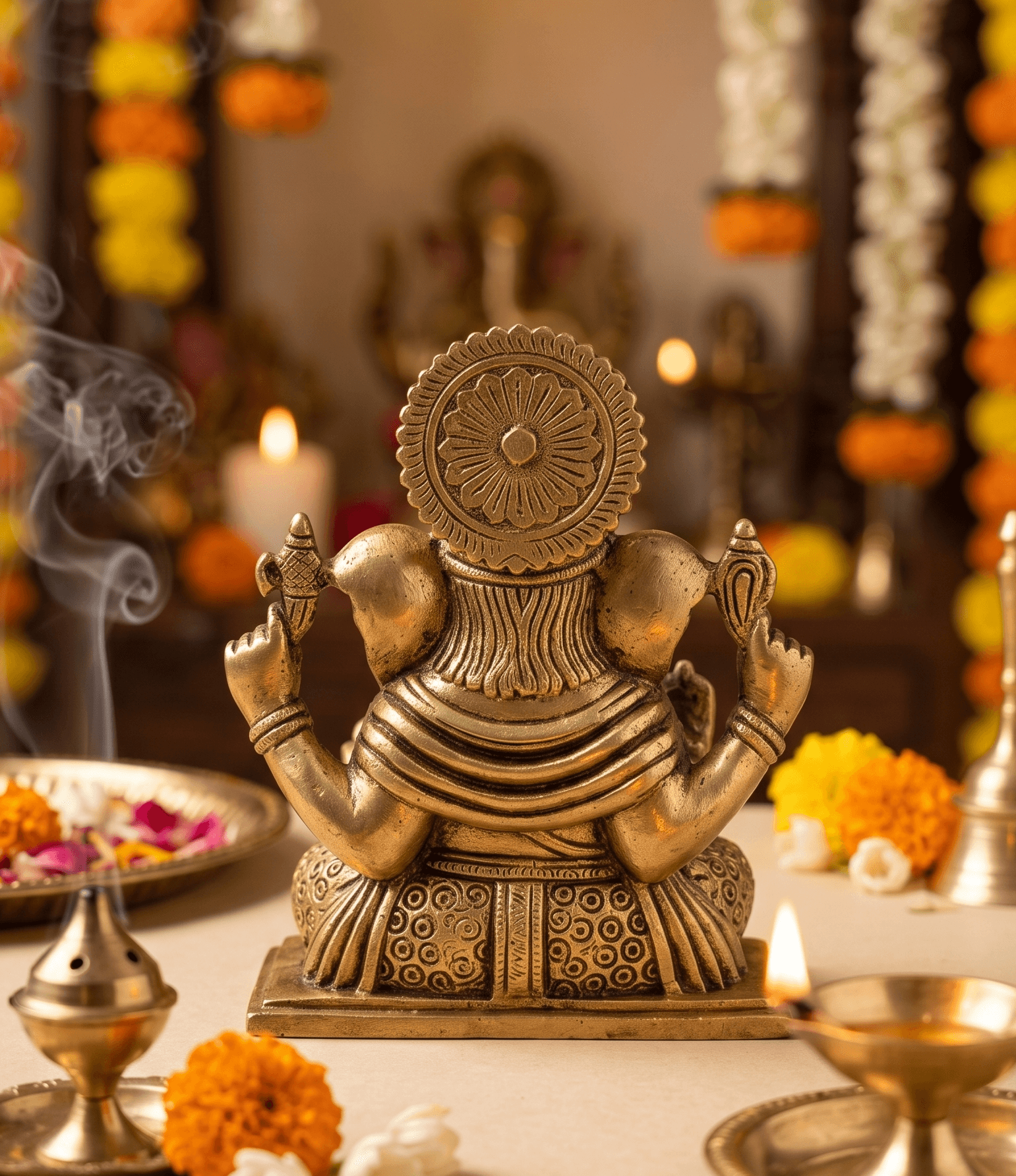 Handcrafted 6 Inch Ganesha Superfine Antique Brass Idol — image 2