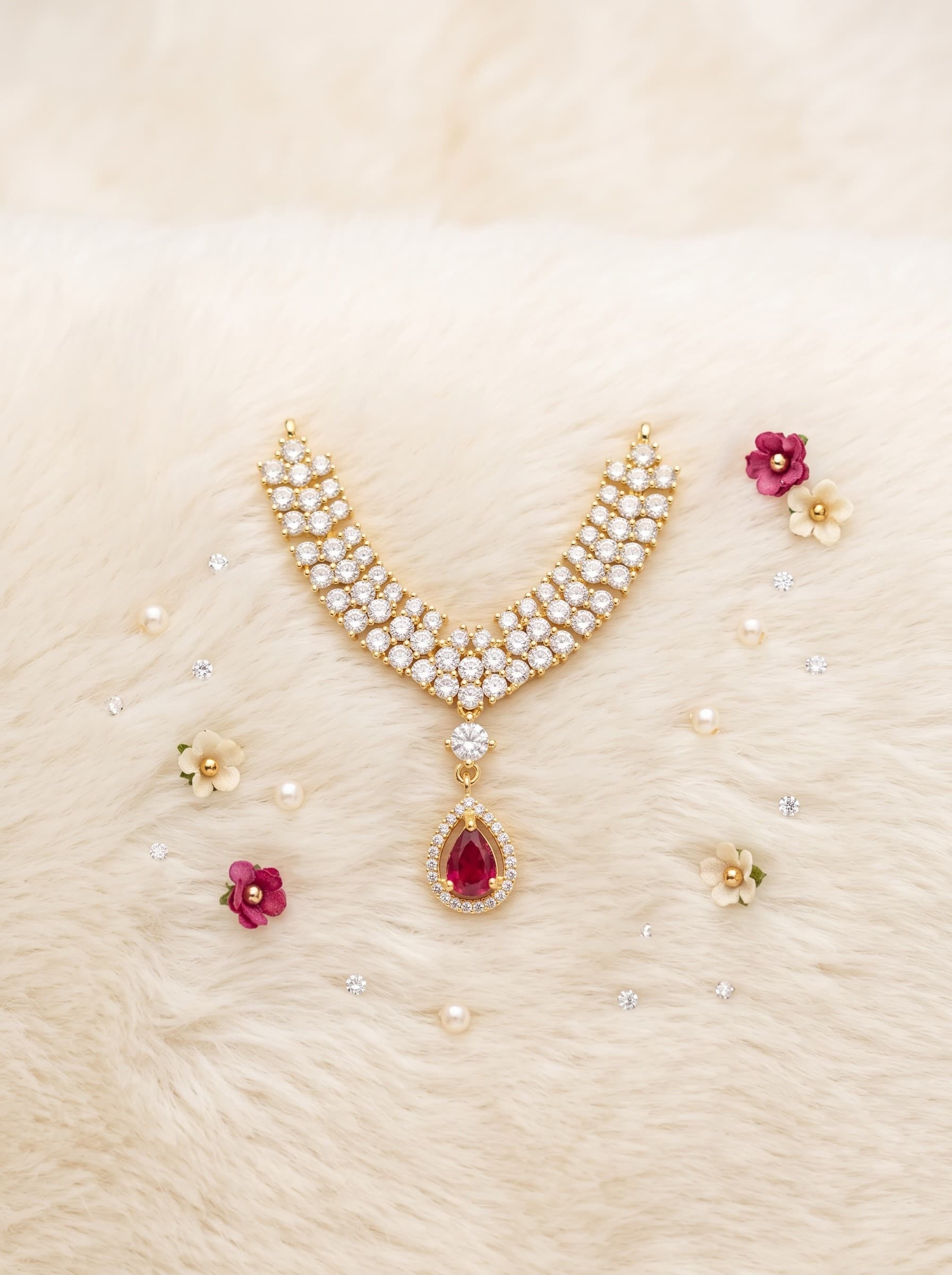 Imperial AD V-Neck Haar with Royal Teardrop Pendant