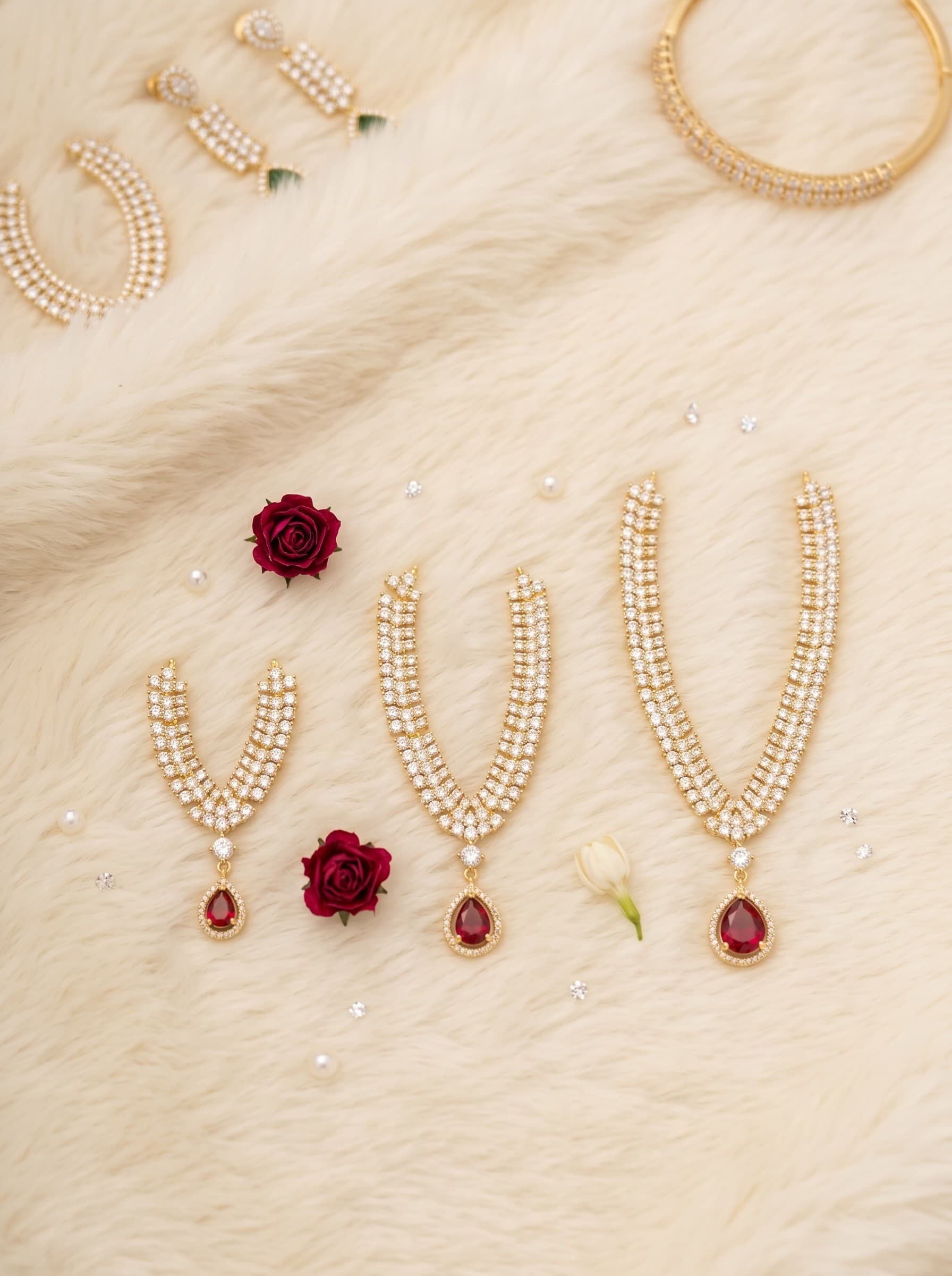 Imperial AD V-Neck Haar with Royal Teardrop Pendant - 2 in / Ruby Red — image 2