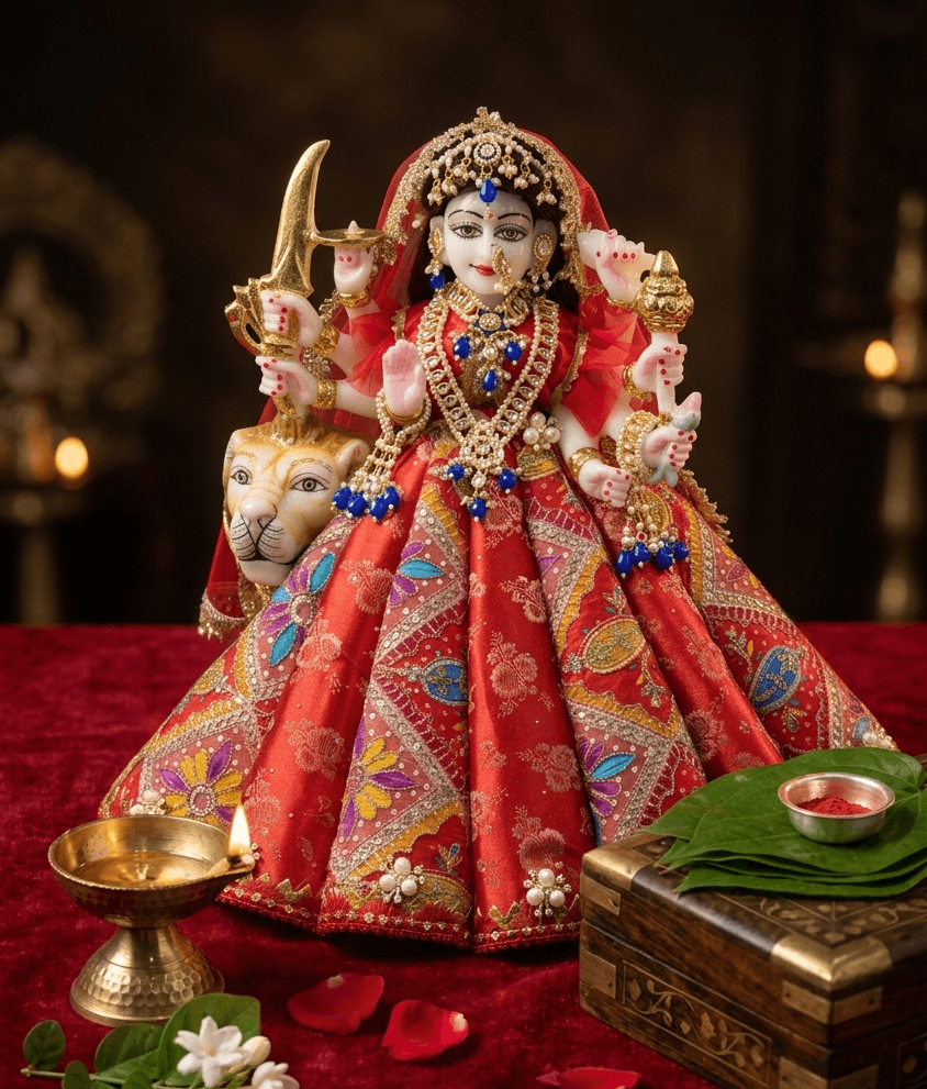 The Imperial Kundan & Pearl Complete Deity Jewelry Set for Goddess Shringar — image 2