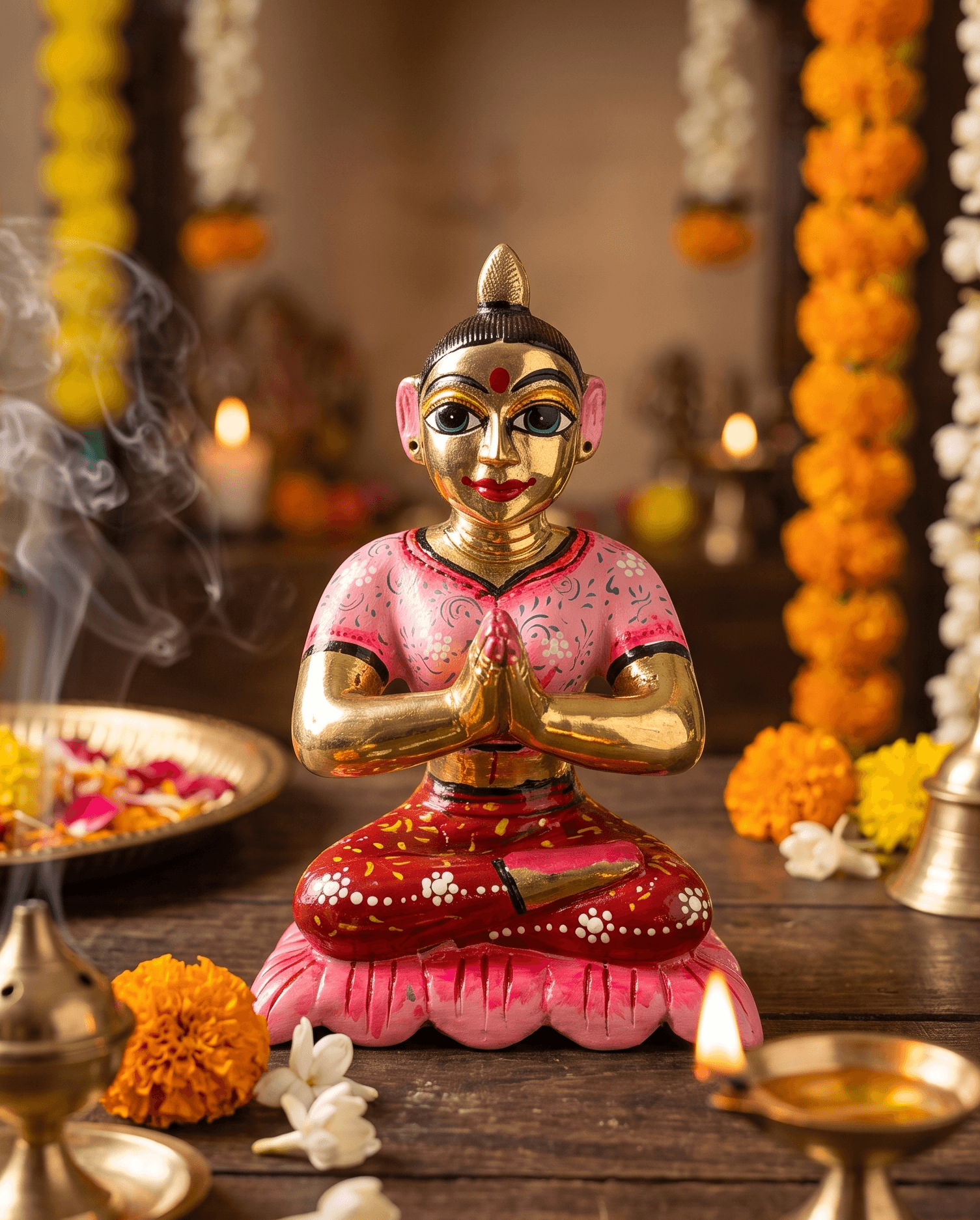 Handcrafted ISKCON Style Brass Mata Parvati Vigraha in Namaskar Mudra