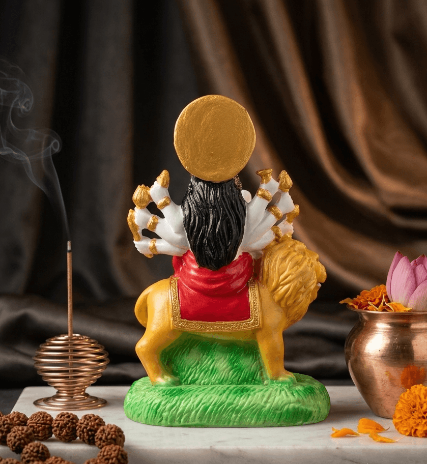 4-Inch Hand-Painted Marble Dust Maa Durga Statue — image 2