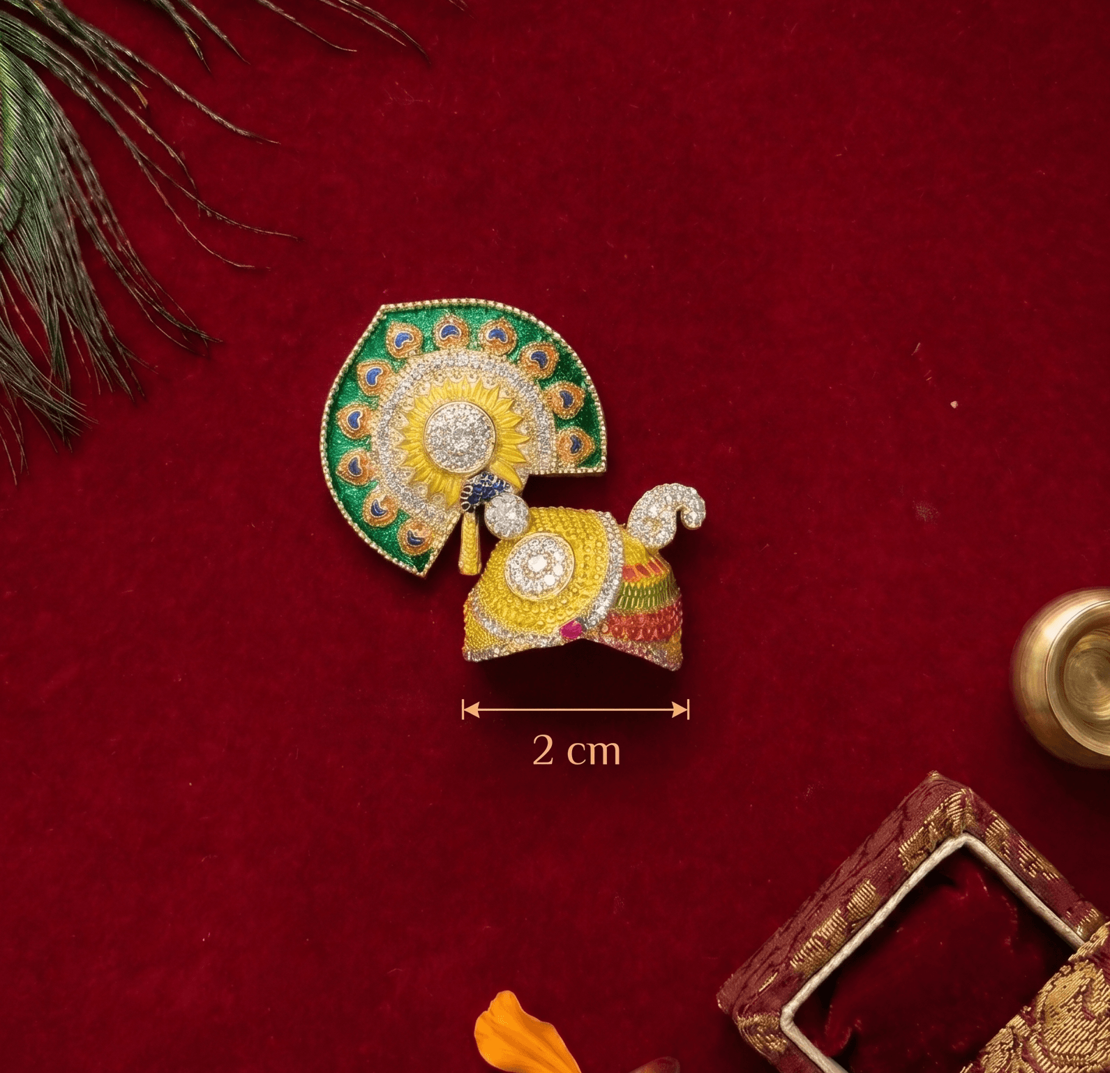 Handcrafted Meenakari Peacock Crown Pagri Mukut with AD Stones for Laddu Gopal & Deity Idols — image 2