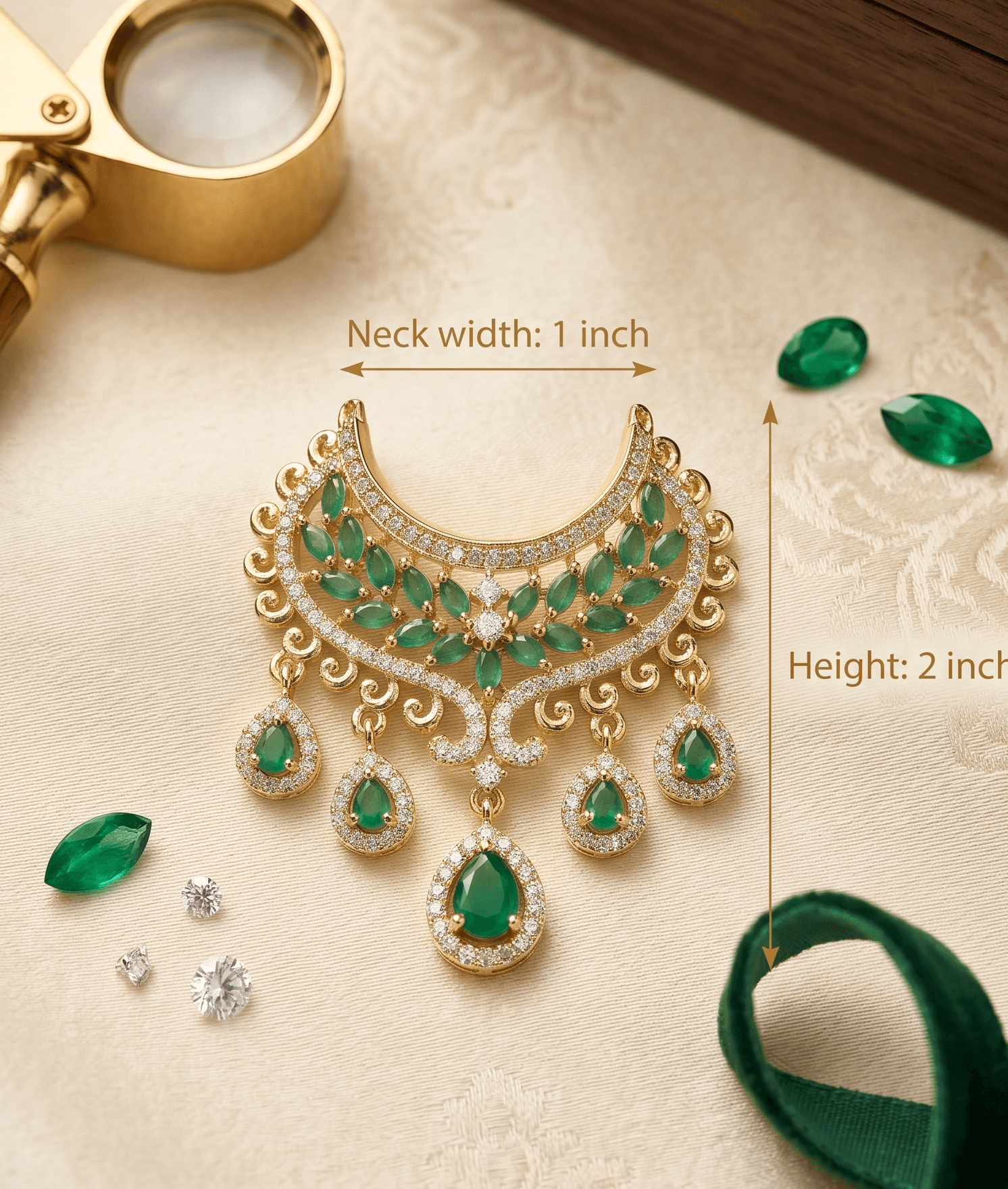 Handcrafted Gold-Plated AD & Gemstone Crescent Deity Choker Necklace for God Idols — image 2