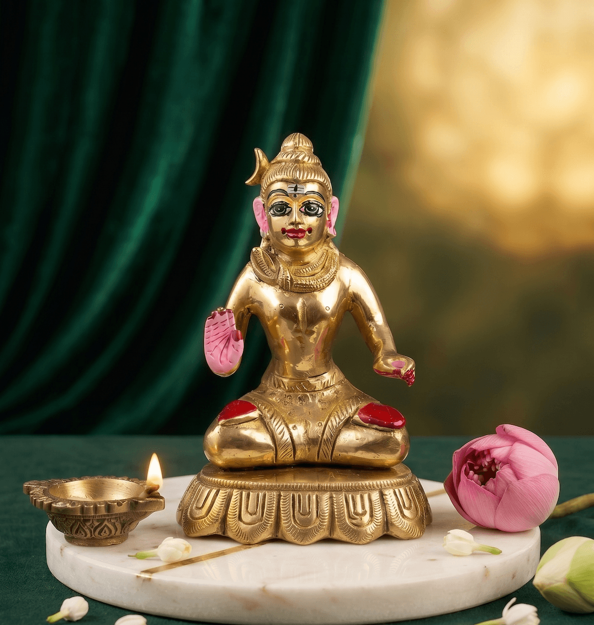 Handcrafted Brass Lord Shiva Idol in Abhaya Mudra Pose for Home Mandir — image 1
