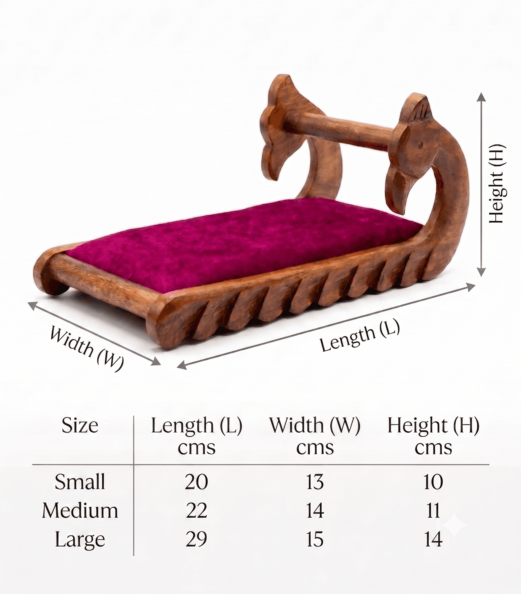 Handcrafted Wooden Bed with Red Velvet Cushion for Laddu Gopal — image 3
