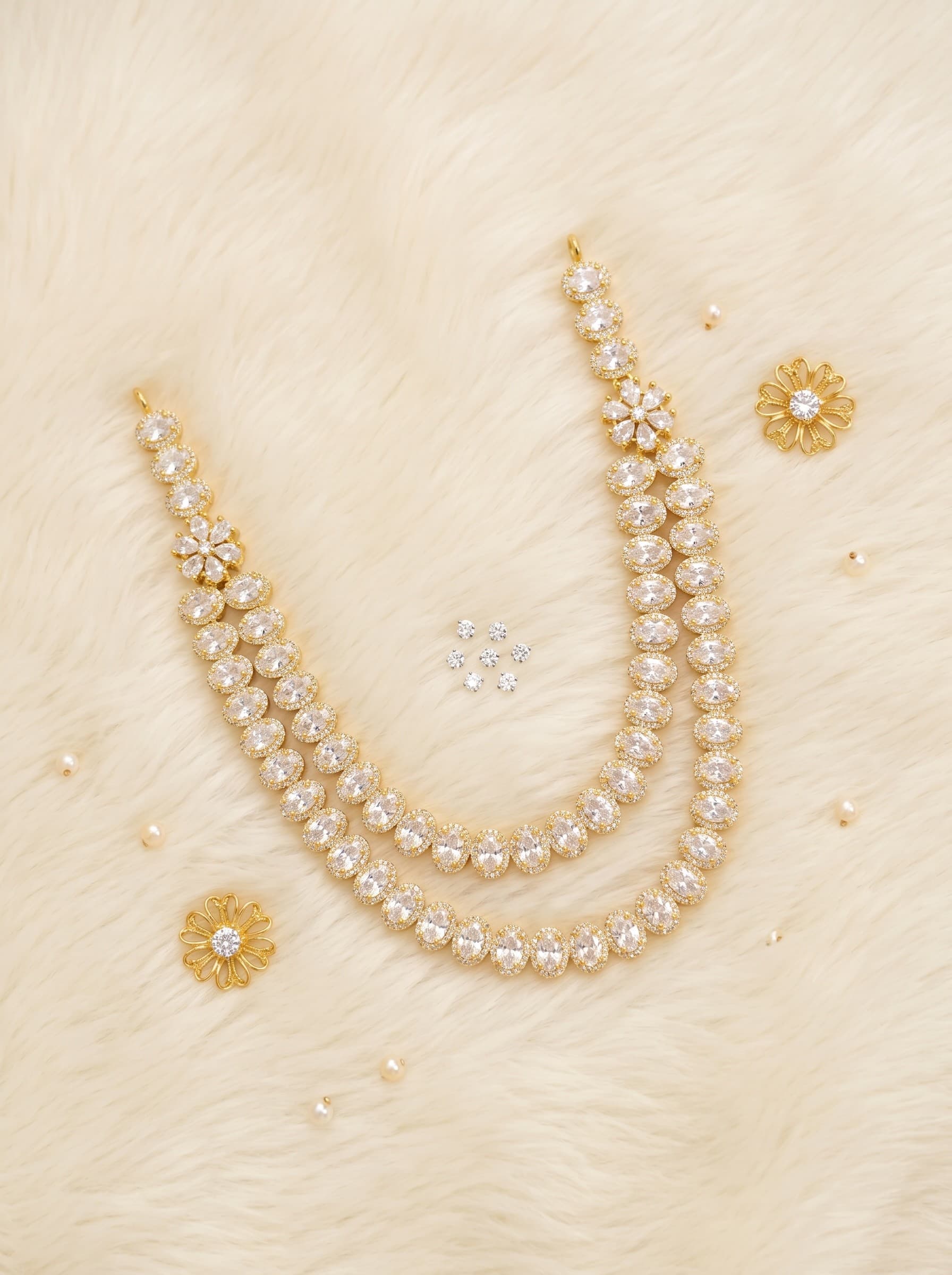 The Royal U-Arched: Premium American Diamond Deity Haar - 3 in / Classic Clear — image 1