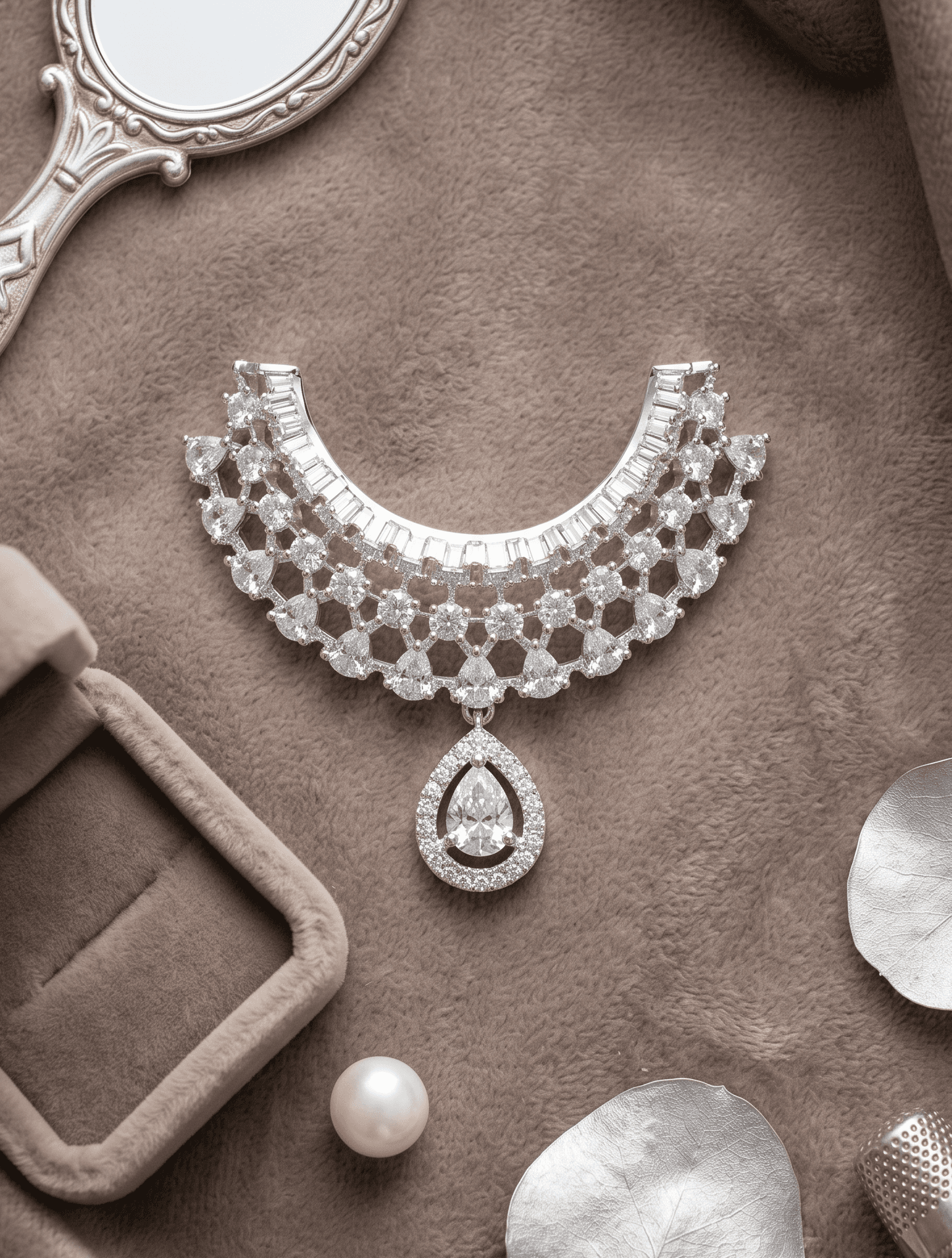 Handcrafted Gold-Plated Tiered Gemstone & AD Deity Choker Necklace for God Idols — image 1
