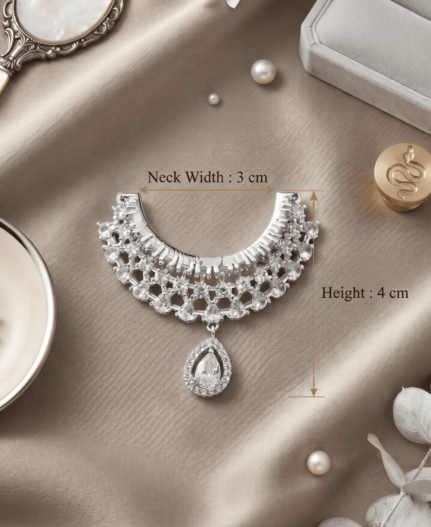 Handcrafted Gold-Plated Tiered Gemstone & AD Deity Choker Necklace for God Idols — image 2