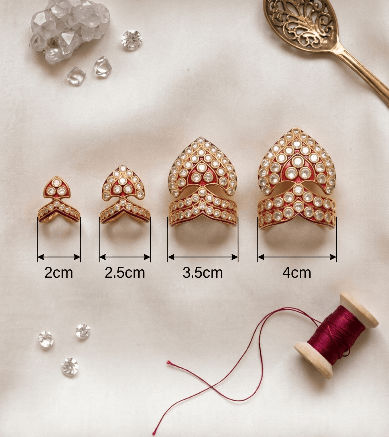 Handcrafted Gold-Plated Red Meenakari & AD Stone Deity Mukut Crown for God Idols - 4 cm — image 2