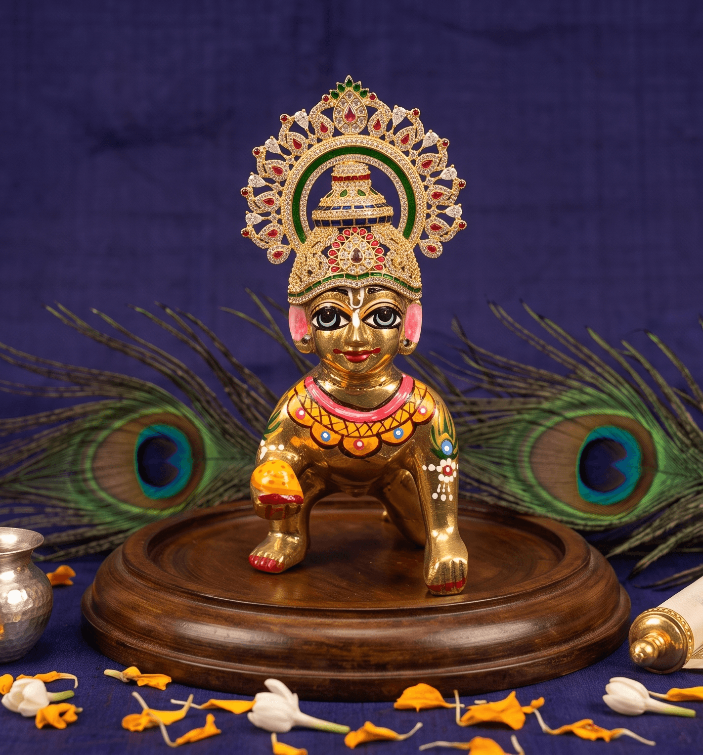 Handcrafted Royal AD Stone Mukut for Laddu Gopal, Radha Rani & Deity Idols — image 2
