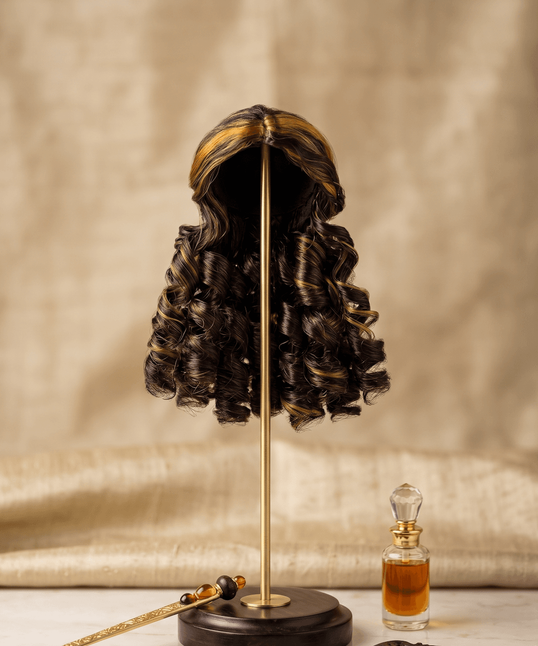 Handcrafted Highlighted Curly Deity Hair Shringaar for God Idols & Devi Shringar — image 1