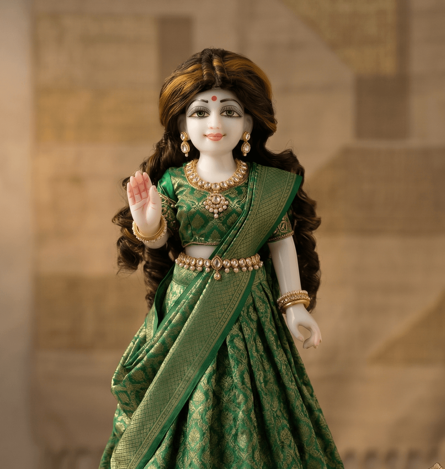 Handcrafted Highlighted Curly Deity Hair Shringaar for God Idols & Devi Shringar — image 3