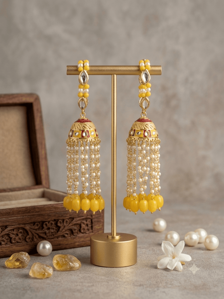 Traditional Kundan & Meenakari Kalire Set for Maa Durga & Radha Rani Idol