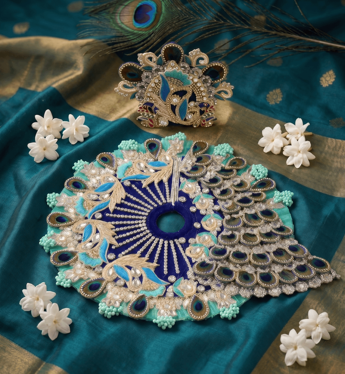 The Royal Mayur Handcrafted Peacock Feather TraiL Poshak Set — image 2