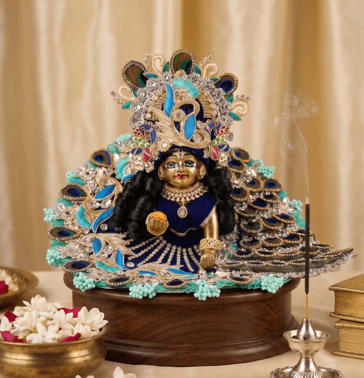 The Royal Mayur Handcrafted Peacock Feather TraiL Poshak Set