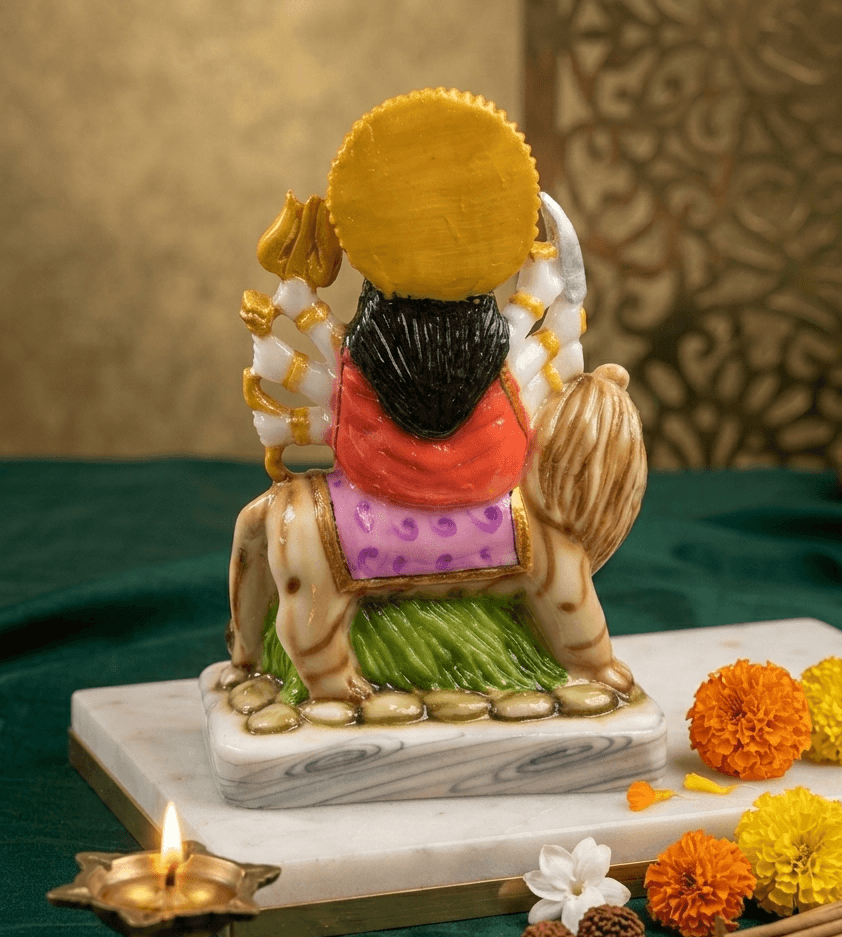 7-Inch White Marble Dust Maa Durga Idol for Home Mandir — image 2