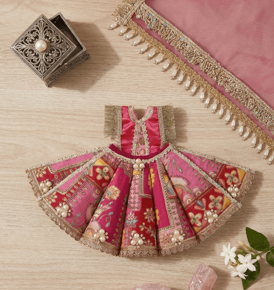 Handcrafted Floral Printed Mata Rani Poshak Set with Chunri — image 1
