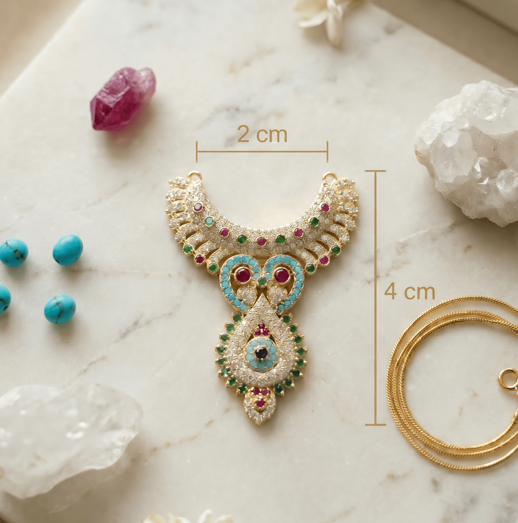 Handcrafted Multicolor American Diamond (AD) Deity Hasli — image 2