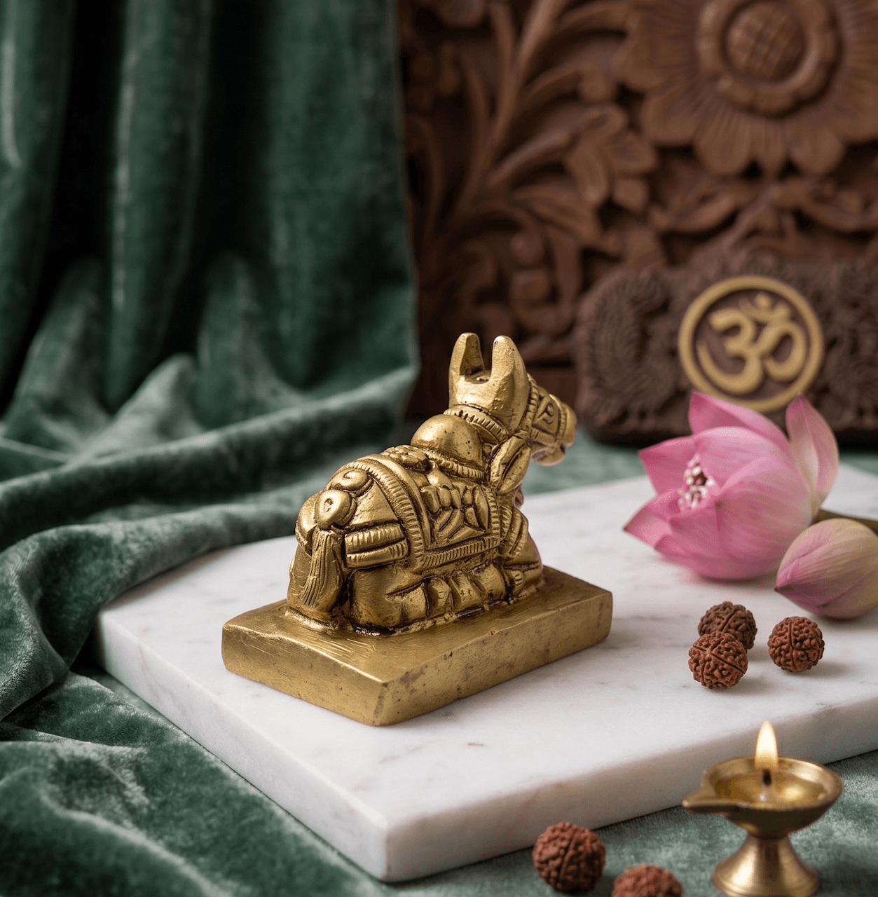 Handcrafted Ashtadhatu Brass Nandi Idol for Home Mandir & Shivling Puja — image 2