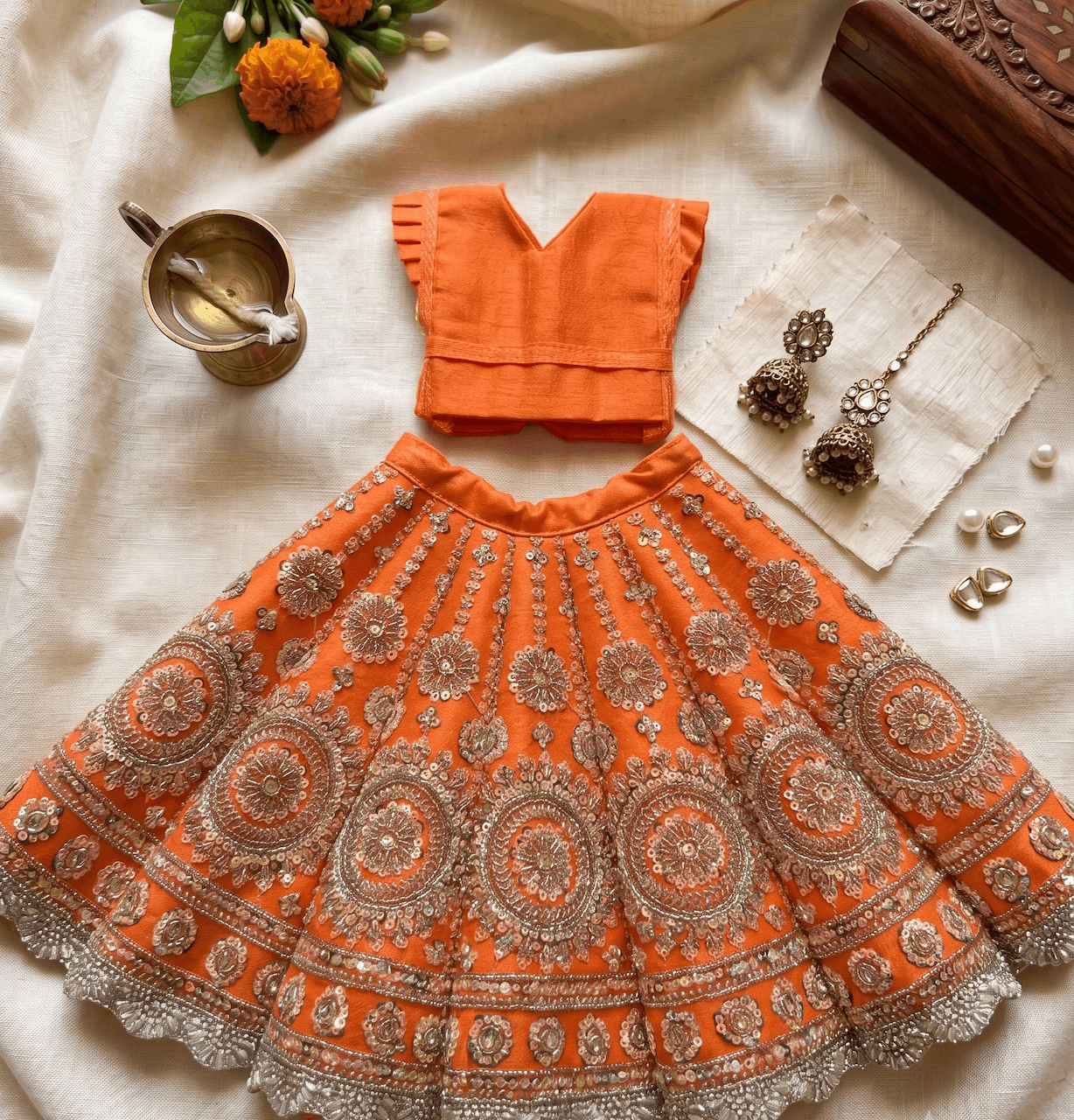 Handcrafted Net Zardozi & Sequin Mata Rani Poshak Set — image 2