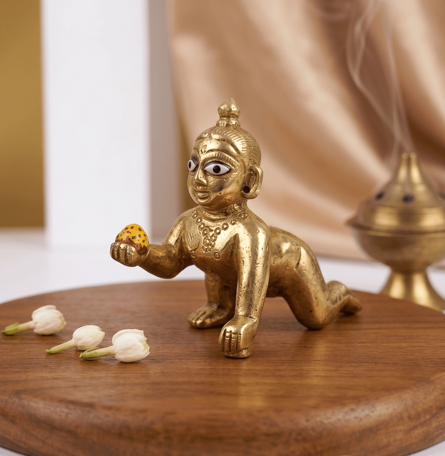 Handcrafted Ashtadhatu Brass Laddu Gopal Idol for Home Mandir — image 1