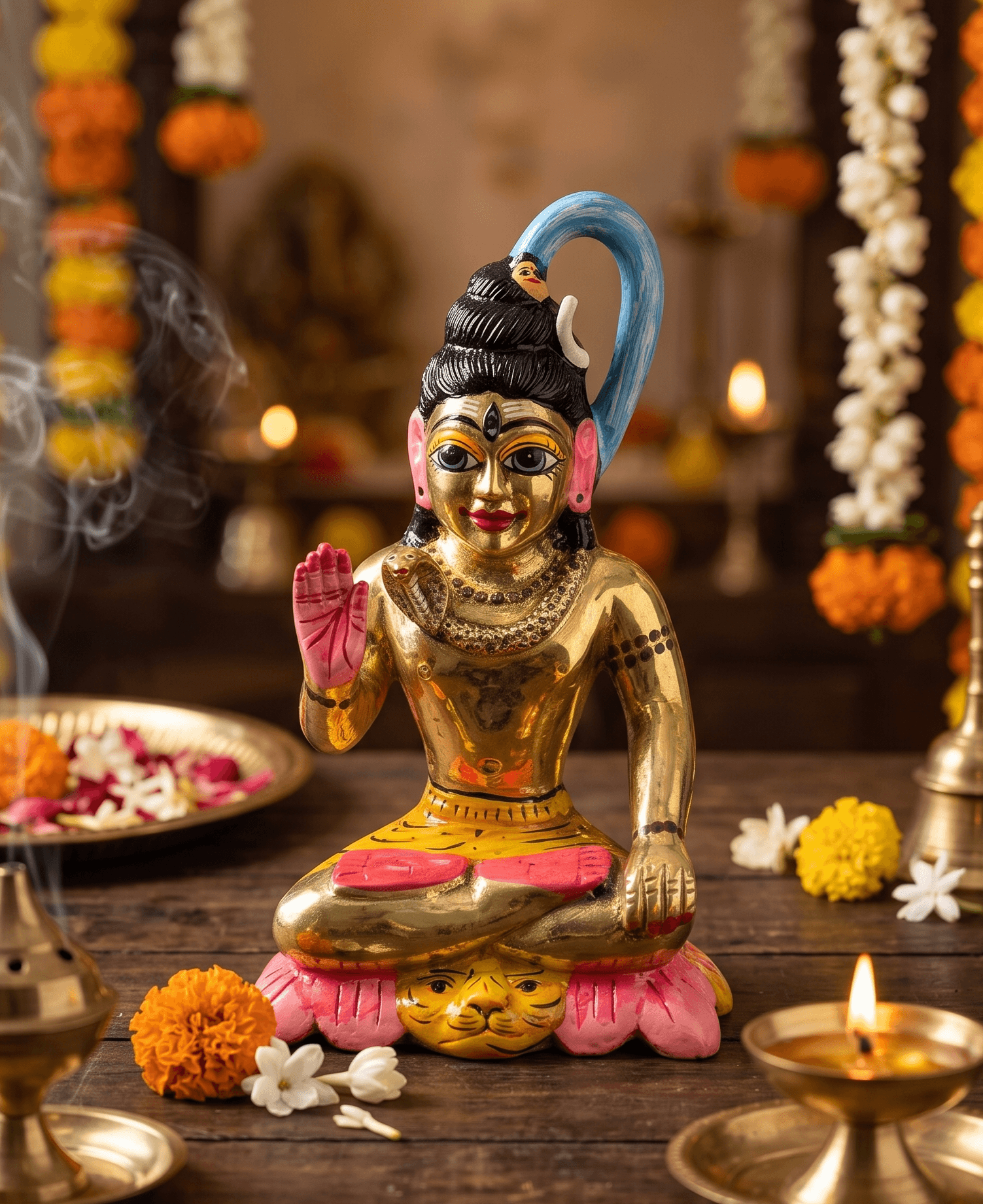 Handcrafted 6 Inch ISKCON Style Brass Lord Shiva Idol in Abhaya Mudra